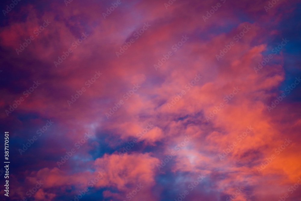 pink and blue sky with clouds for backgrounds