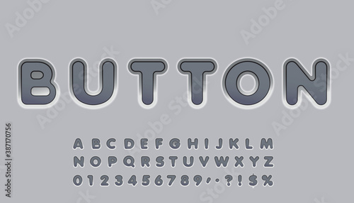 Set of button stye letters. Typography design.Eps10 vector.