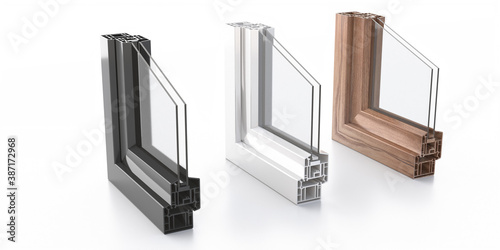 Tableau sur toile PVC aluminum metal frames with two glasses isolated on white background