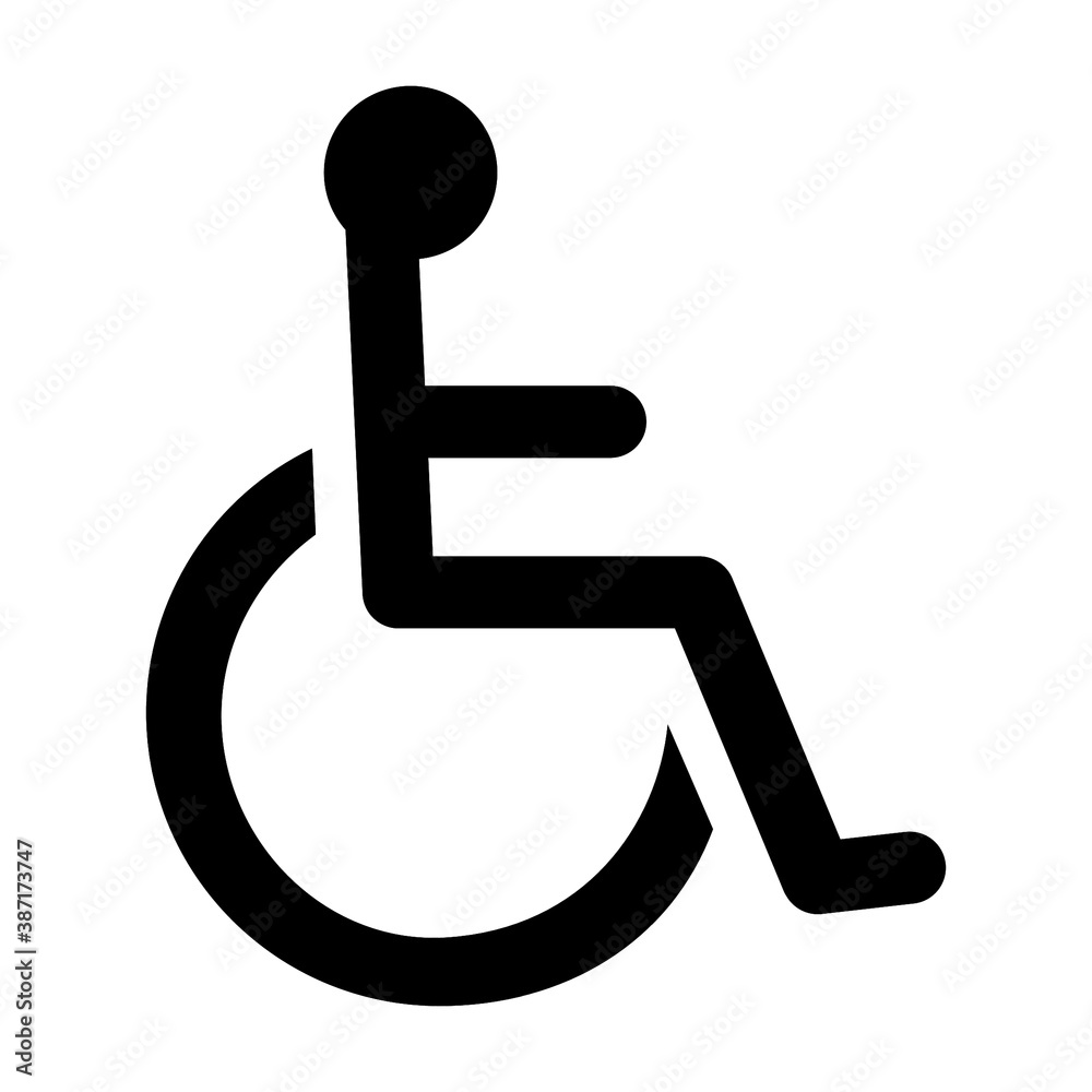 Disabled sign, black, white background For sticking to the front of the bathroom Vector illustration Disabled sign, black, white background For sticking to the front of the bathroom Vector illustration