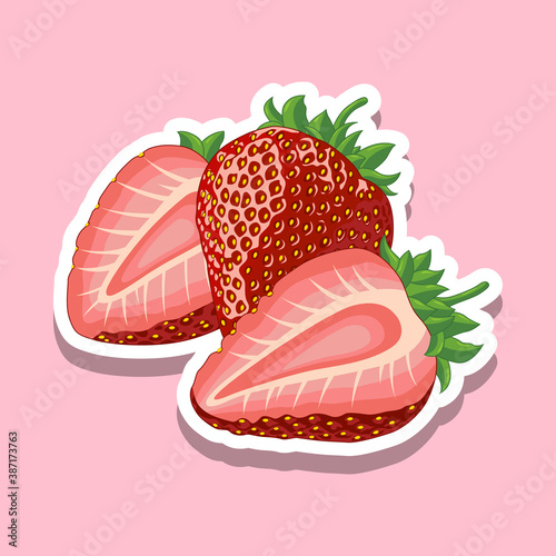 fresh strawberry fruit on pink background