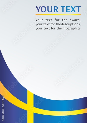 Flag of Sweden, template for the award, an official document with a flag and a symbol of the Kingdom of Sweden