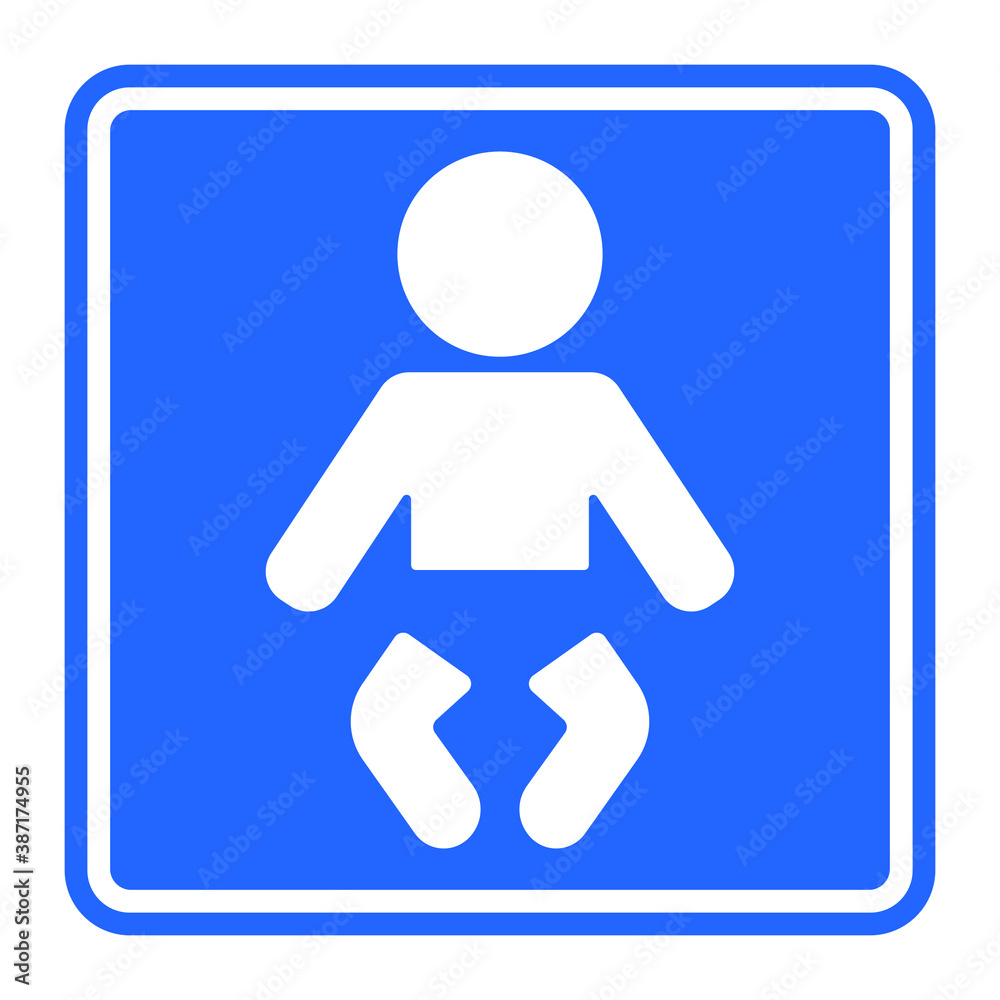 Baby symbol On a white square frame with a blue background Symbols for the front of the toilet Symbols for babies Vector illustration Baby symbol On a white square frame with a blue background Symbols for the front of the toilet Symbols for babies Vector illustration