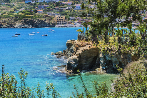 Picturesque views of Beautiful nature of the shore and the bay of Agia Pelagia near Heraklion, Crete, Greece. photo