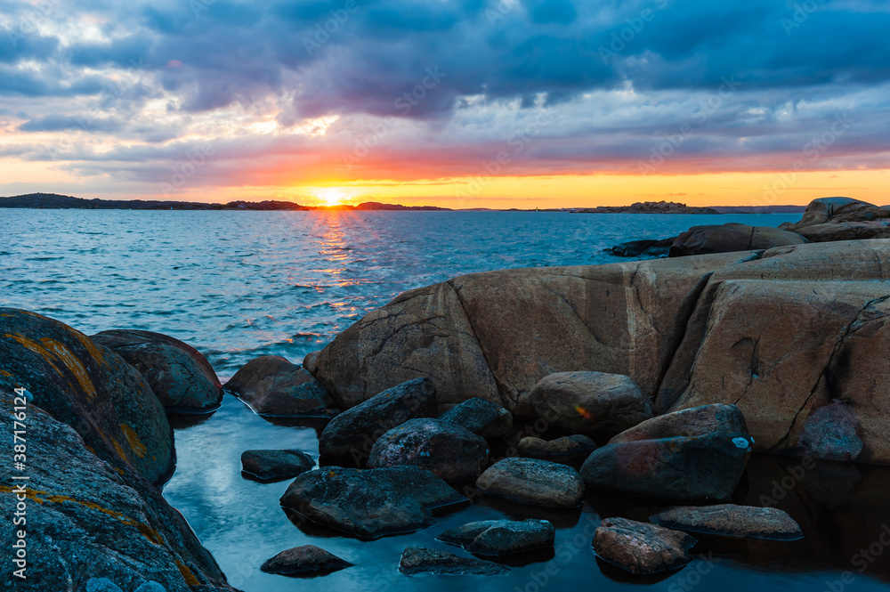 Sunset at the coast, Sweden.