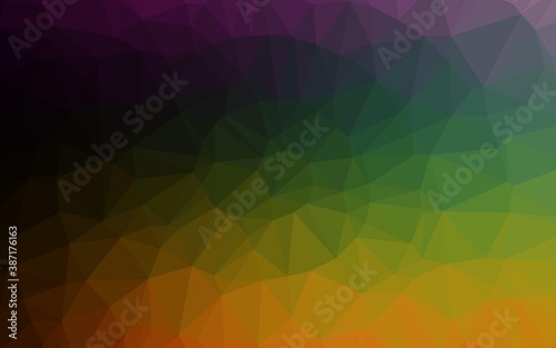Dark Multicolor  Rainbow vector polygon abstract layout.