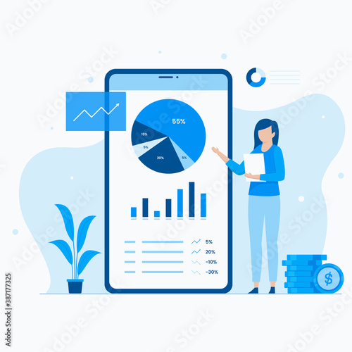 Portfolio investment illustration concept. Illustration for websites, landing pages, mobile applications, posters and banners.