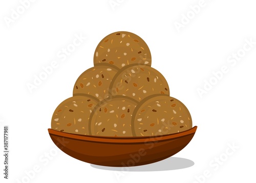 Methi,Fenugreek,sonth laddu Indian Sweets or Mithai Food Vector