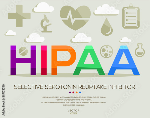 HIPAA mean (Health Insurance Portability and Accountability Act) medical acronyms ,letters and icons ,Vector illustration.
