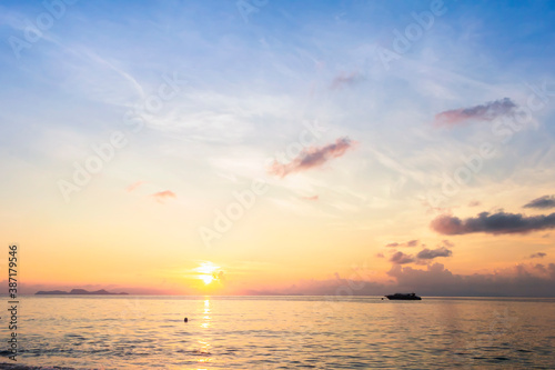 Sunrise sky background concept: Scenic orange sunset sky background