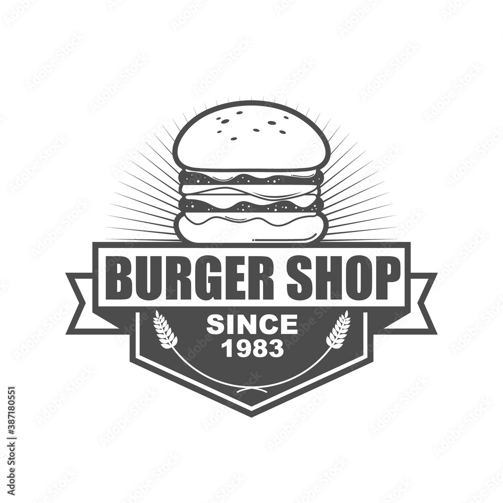 Vector logo, badge, symbol, icon template design for Burger Shop
Vector logo, badge, symbol, icon template design for Burger Shop