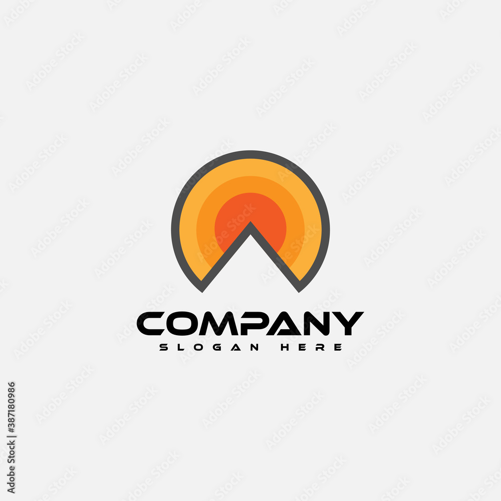 Logo design template, with a black sunset logo home icon