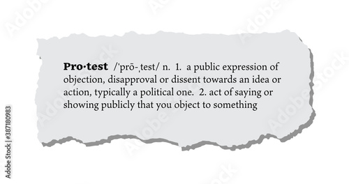 Protest Definition on a Torn Piece of Paper