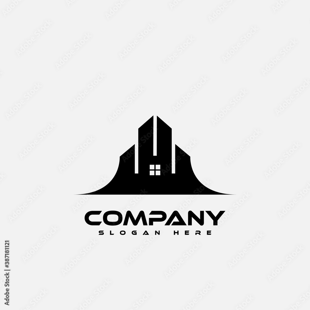Logo design template, with black building icon