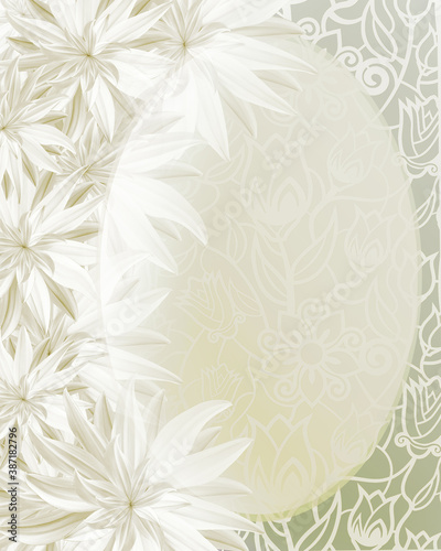 Wallpaper Mural Beautiful  white-yellow  vertical invitation card with lotus flowers. For wedding, anniversary, birthday. Torontodigital.ca