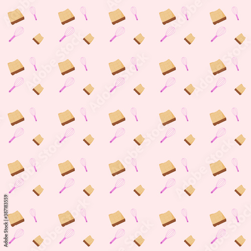 Seamless wallpaper of bread and stir tool