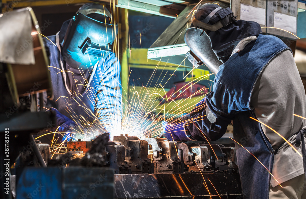 Welding with sparks. Welding with sparks.