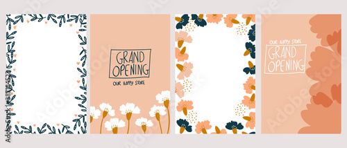 set of hand-drawn floral design template vector illustration. carnation flowers. Suitable for social media posts, mobile apps, cards, invitations, banners design and ads.