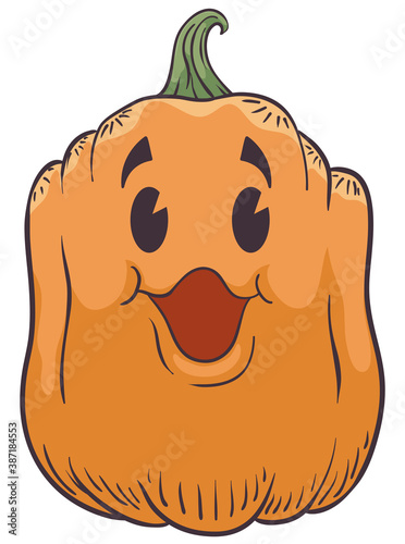 Pumpkin Taking Breath in Outlines Style ready to Celebrate Halloween, Vector Illustration