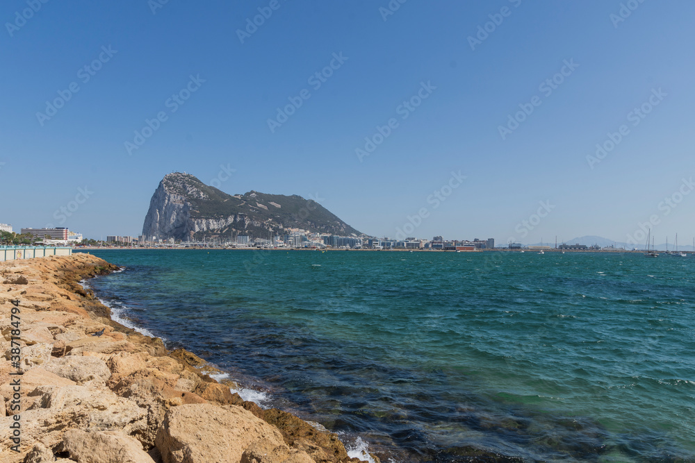 The rock of Gibraltar and its coast