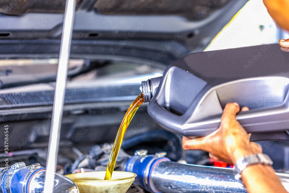 Fototapeta premium Car Engine Oil change