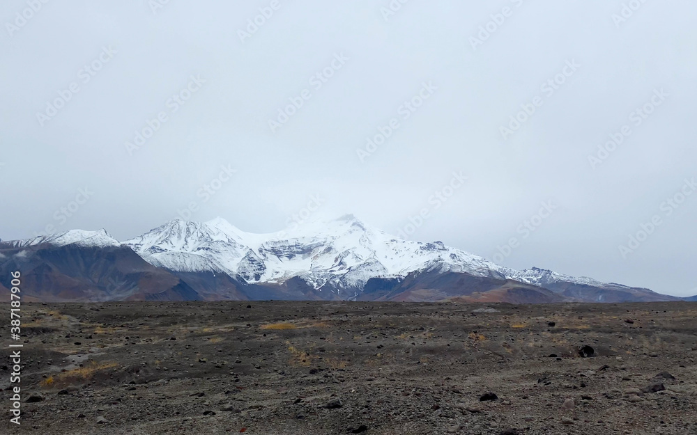 Volcanoes, mountains, hills and plains. Amazing nature of Kamchatka.