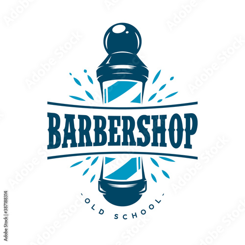Vintage barber shop badge and emblem isolated on white