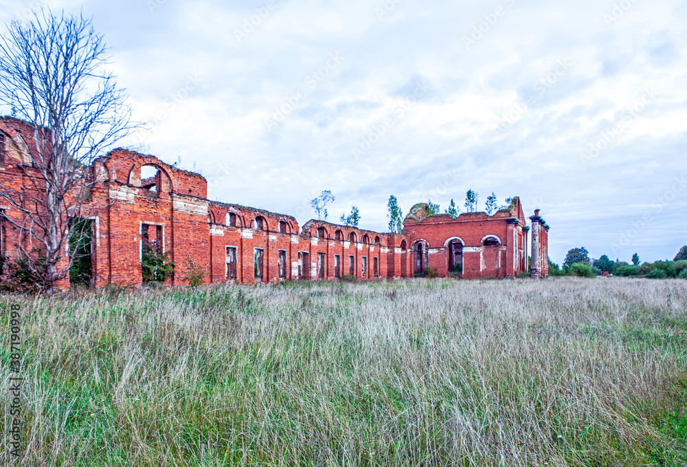 Obraz premium The ruins of the Selishchiv (Arakcheevsk) barracks complex. The village of Selishchi. Chudov district. Novgorod region. Russia