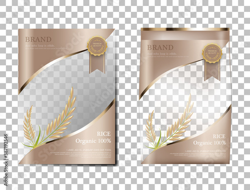 Rice Package Thailand food Products, red gold banner and poster template vector design rice.