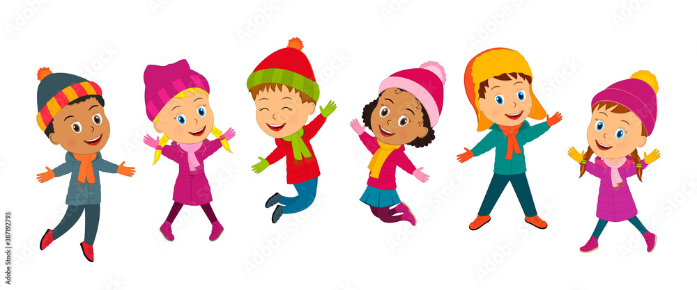 cartoon little kids jump cartoon little kids jump
