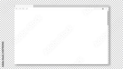 Empty browser window on transparent background. Empty web page mockup with toolbar