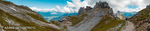 High resolution stitched panorama of a beautiful alpine view at the famous Karwendel summit near Mittenwald, Bavaria, Germany