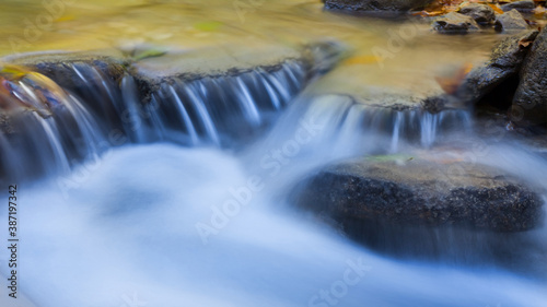 closeup mountain river rushing over a stones