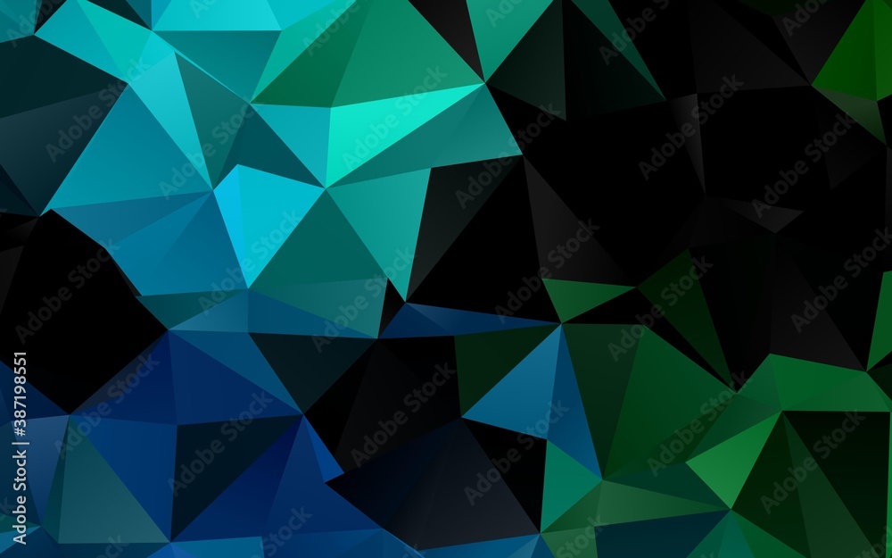 Obraz premium Dark Blue, Green vector shining triangular pattern.