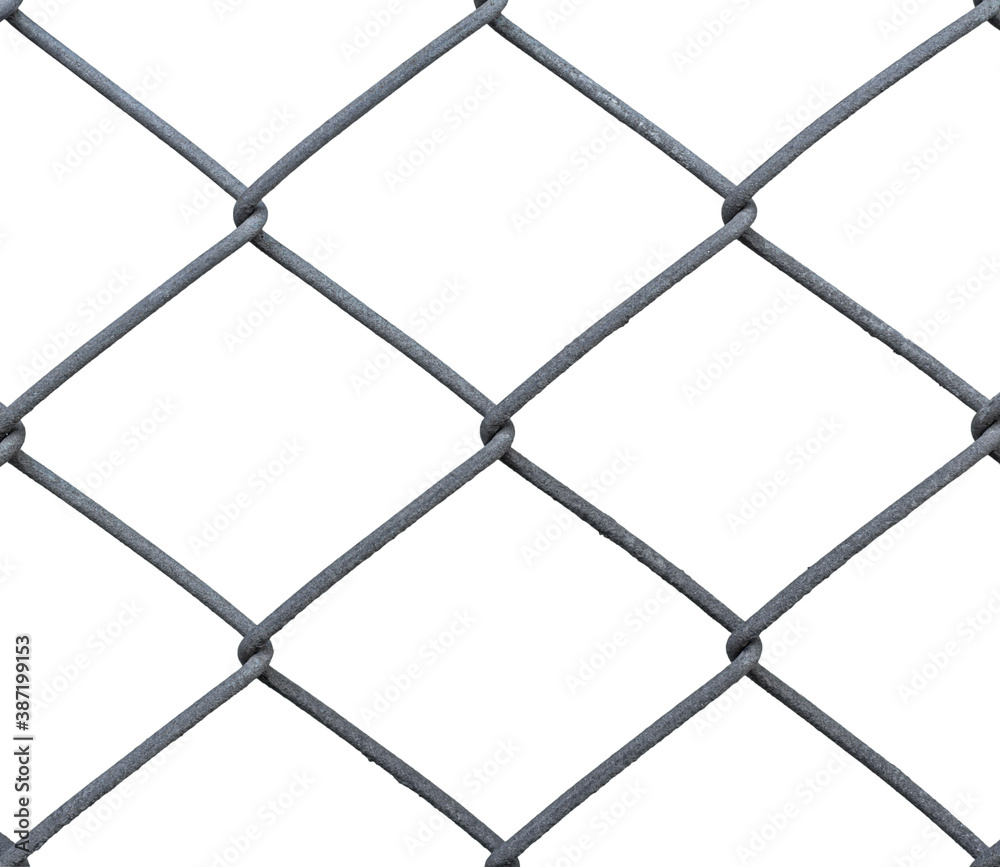 Steel wire mesh fence with white background Steel wire mesh fence with white background