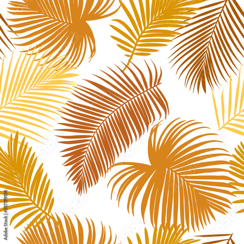 Seamless tropical pattern with palm leaves