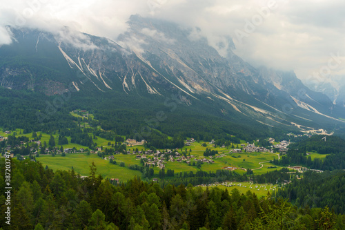 Fototapeta Naklejka Na Ścianę i Meble -  Mountain landscape along the road to Passo Giau, Dolomites, Veneto, Italy