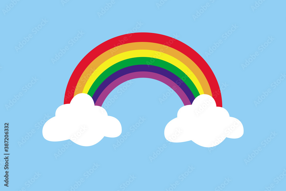 Colorful rainbow illustration with clouds 