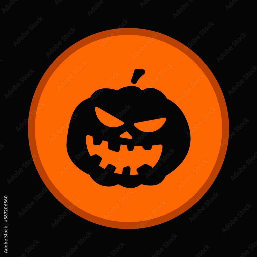 Black pumpkin circle icon. Vector. Black pumpkin circle icon. Vector.
