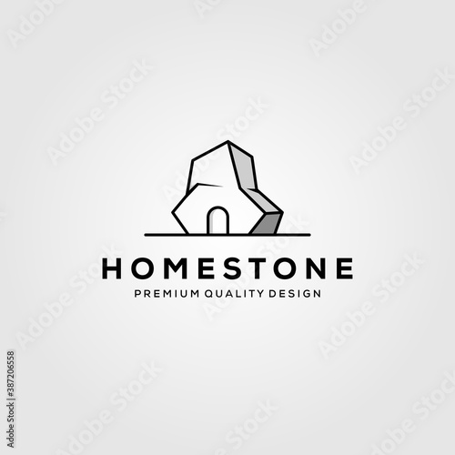 home stone logo line art vector template illustration design
