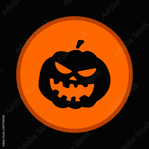 Black pumpkin circle icon. Vector.