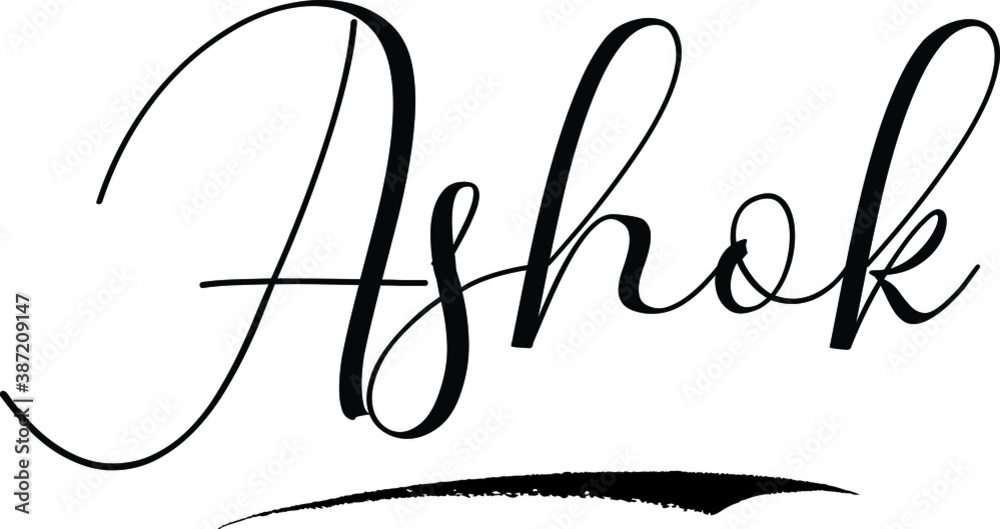 Ashok -Male Name Cursive Calligraphy on White Background Stock Vector | Adobe Stock Ashok -Male Name Cursive Calligraphy on White Background Stock Vector | Adobe Stock