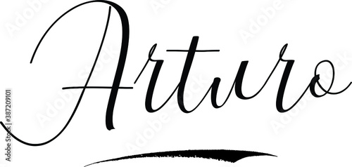 Arturo -Male Name Cursive Calligraphy on White Background photo