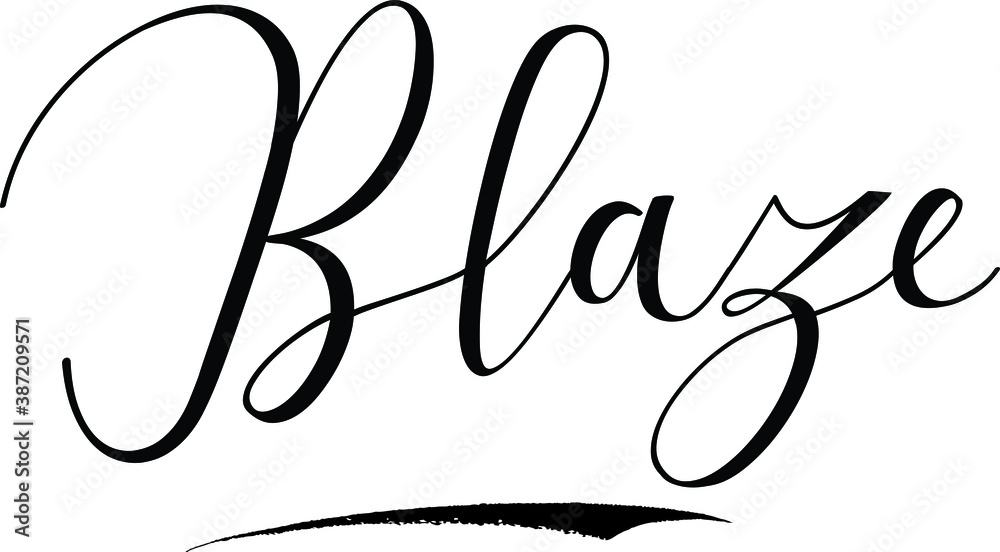 Blaze -Male Name Cursive Calligraphy on White Background Stock Vector