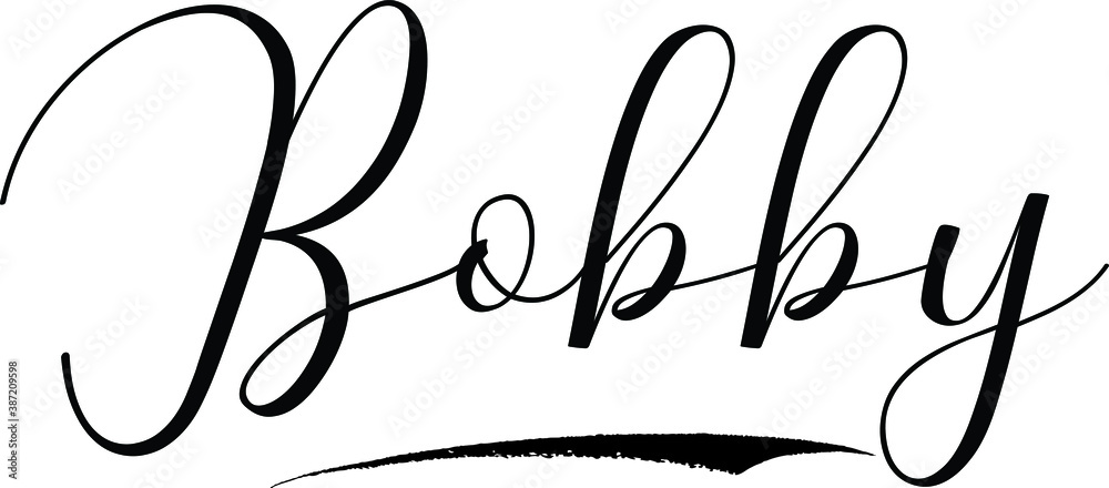 Bobby -Male Name Cursive Calligraphy on White Background
