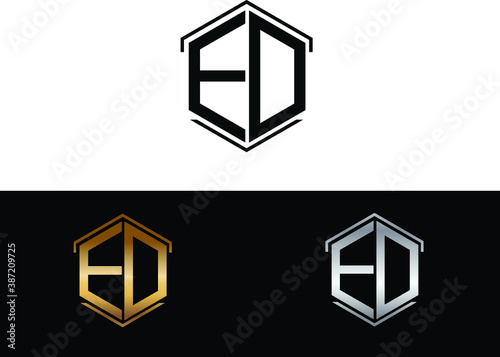 ED hexagon Shape Letter logo Design