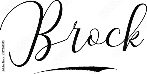 Brock -Male Name Cursive Calligraphy on White Background photo