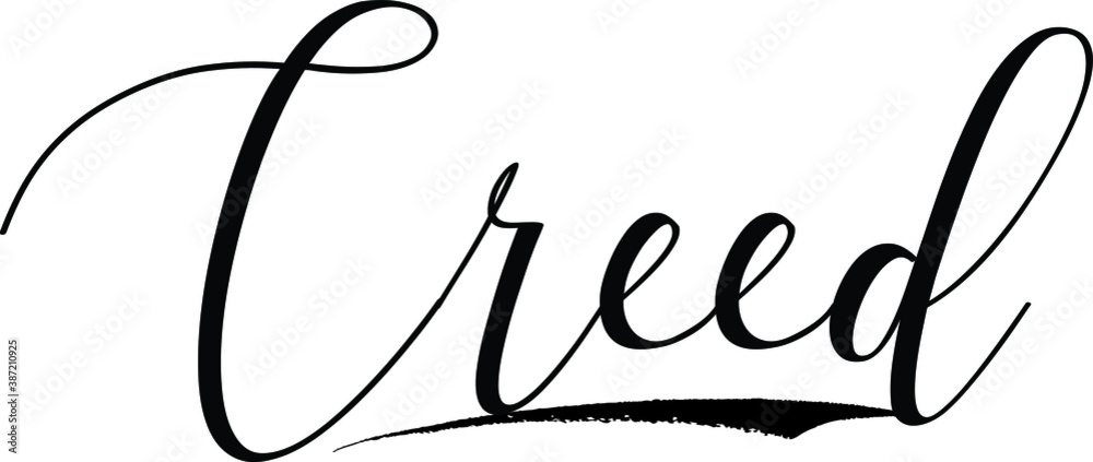 Creed -Male Name Cursive Calligraphy on White Background Creed -Male Name Cursive Calligraphy on White Background