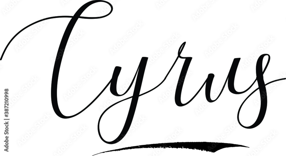 Cyrus -Male Name Cursive Calligraphy on White Background Cyrus -Male Name Cursive Calligraphy on White Background