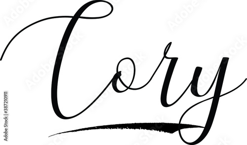 Cory -Male Name Cursive Calligraphy on White Background